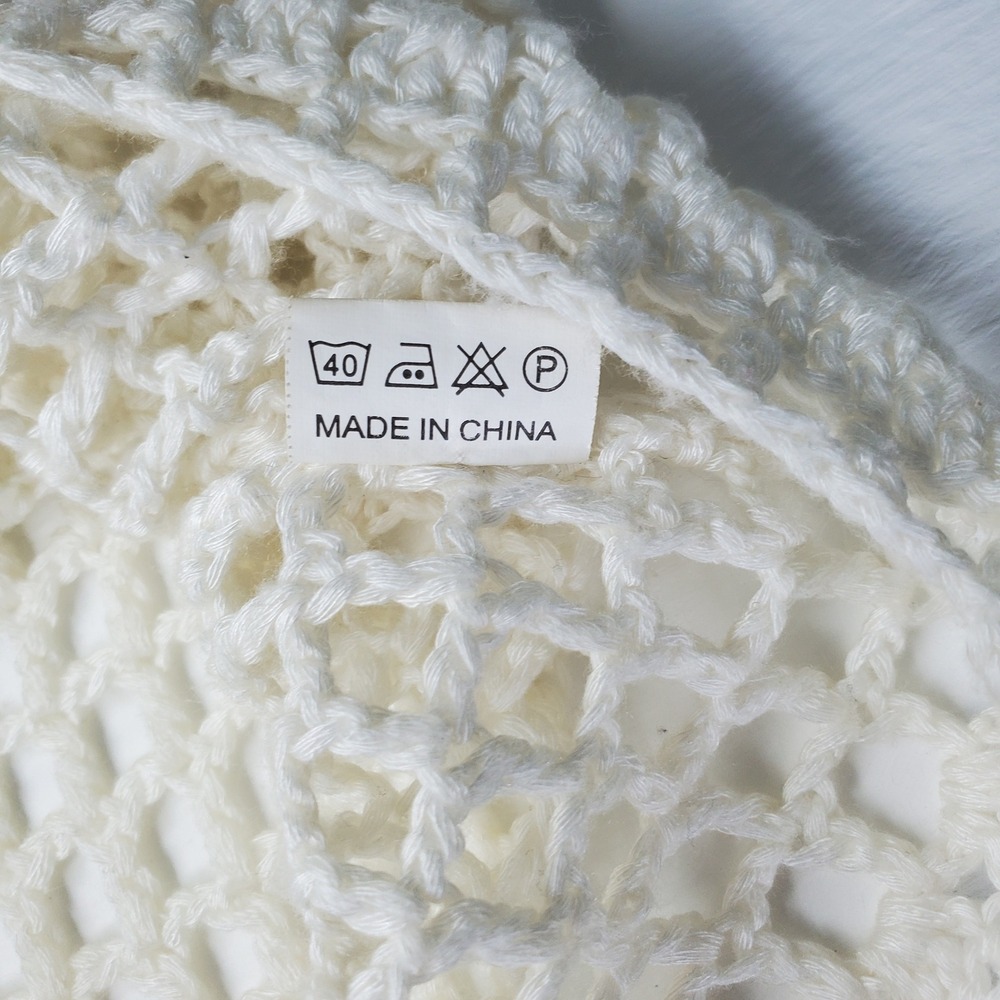 Reverse Crochet Smiley‎ Face Tank Top Sleeveless Knit Boho Festival Summer - Picture 4 of 5